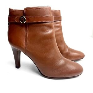 Tory Burch Bristol 85mm Bootie Chestnut brown gold logo Size 10